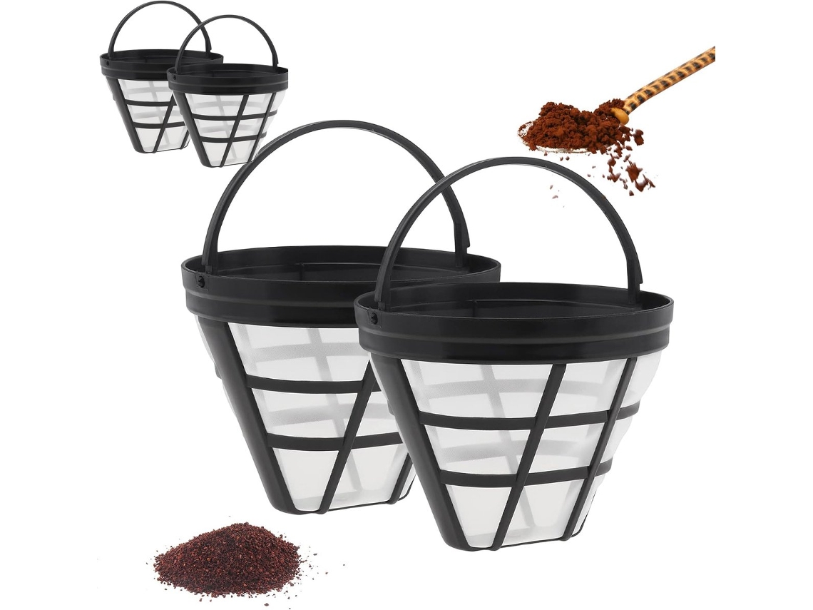 Conjunto De 4 Filtros Café Suporte Para Filtro Cesto Reutilizável Em Malha Nylon Lavável Para Máquina De Café Com Design Reutilizável E Fácil Lim