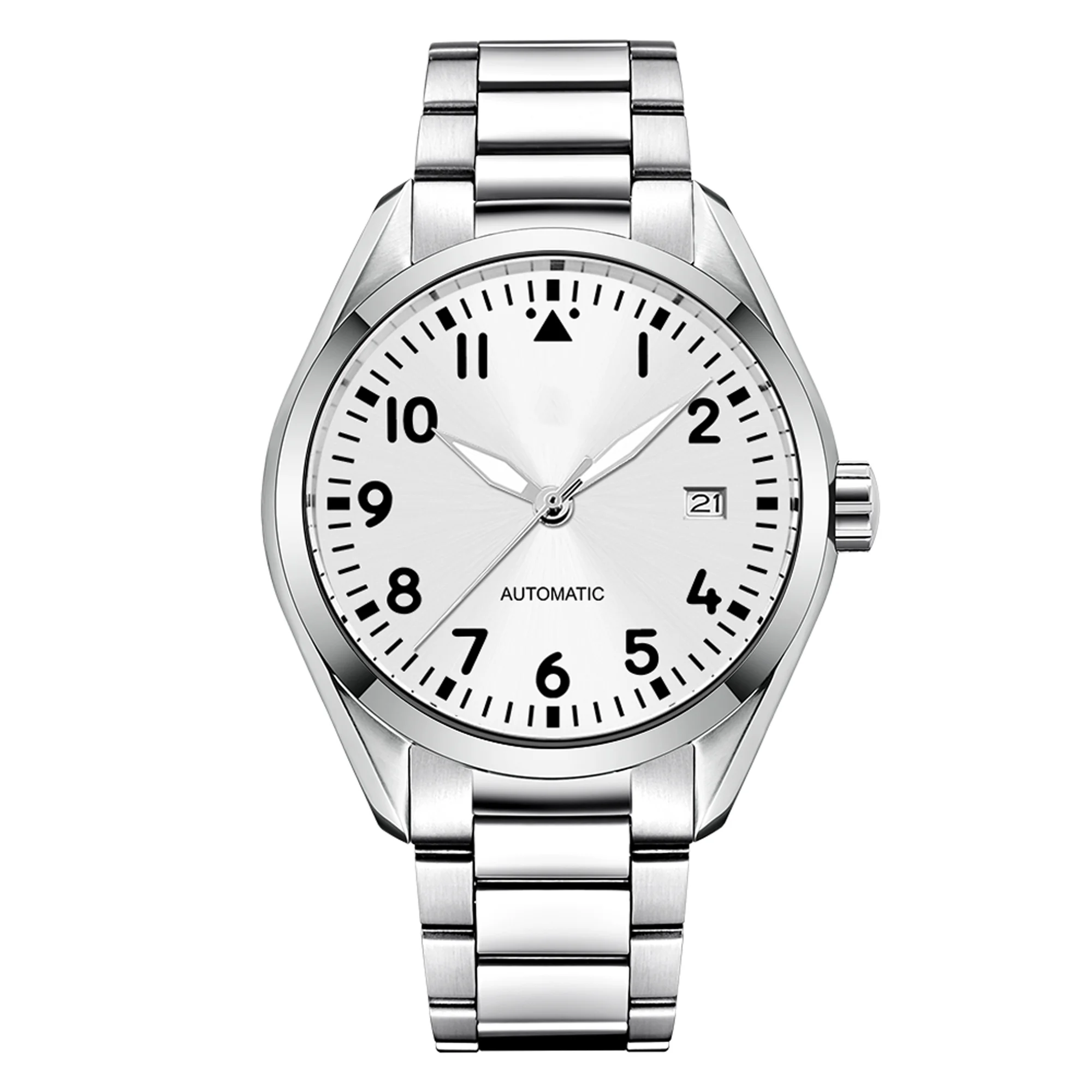 Relógio Masculino Automático Mecânico De Negócios, 40 Mm, Branco, Com Cristal De Safira E Resistência À Água.