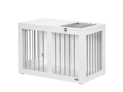 Gaiola para Cães com 2 Portas (trancável, Grade de Aço, Branco+prata, 80x50x56,5 Cm)