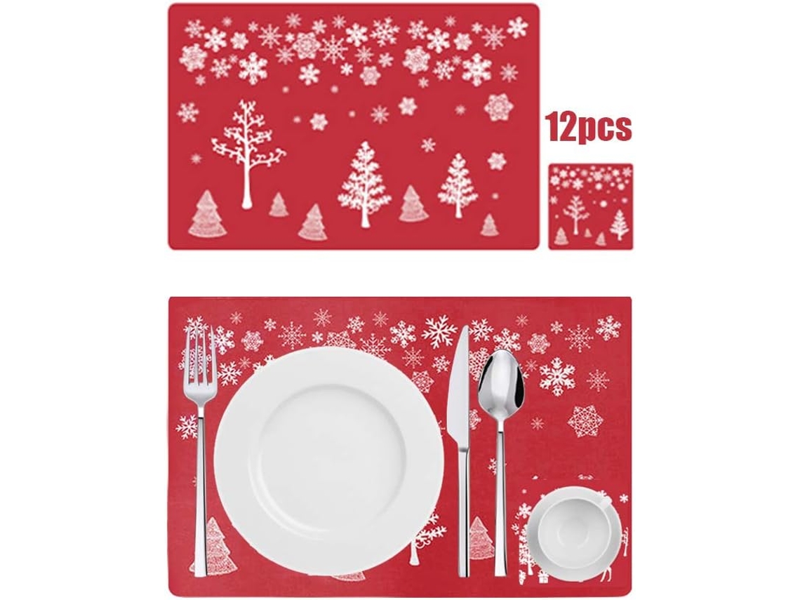 Conjunto de 12 Jogos Americanos de Natal Decoração Pvc NEVEANCE