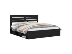Estrutura da Cama Preto 200x200 cm Madeira de Pinheiro Sólida MAISON EXCLUSIVE