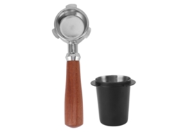 Portafilter Sem Fundo 54mm Aço Inox Com Copo E Cabo De Madeira