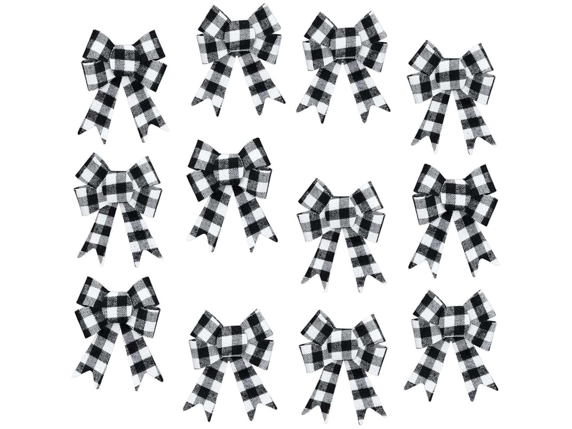 Laços Decorativos 5 X 7 Polegadas Padrão Xadrez Búfalo Branco