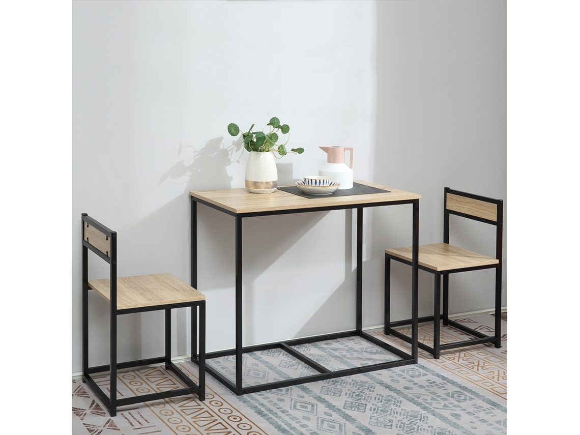 Conjunto De Mesa E Cadeiras De Jantar, 1 Mesa + 2 Cadeiras, Com Limpeza Rápida E Simples