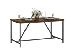Mesa De Jantar Retangular Industrial Para 6 Pessoas. Madeira E Aço Com Pernas Ajustáveis, Opaco. 150x80x75 Cm, Cor Marrom.