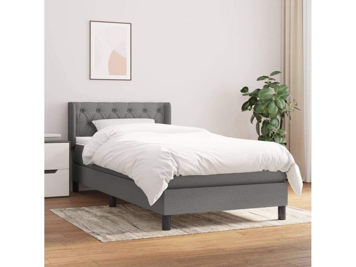 Vidaxl Cama com Molas/colchão 80x200 Cm Tecido Cinzento escuro