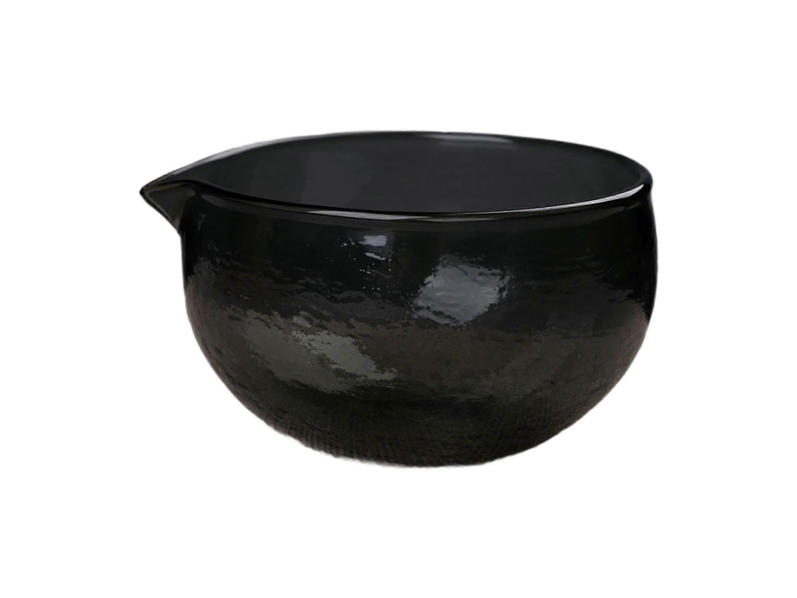 Tigela De Chá Matcha Com Bico, 400ml, Chawan Japonesa De Vidro Para Autêntica Cerimônia Do Chá, Acabamento Preto.