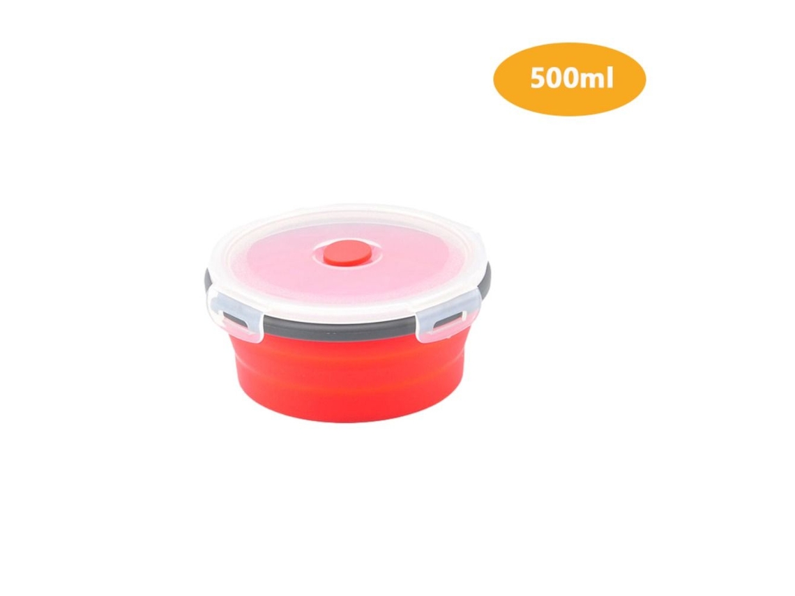 Lancheira Dobrável Micro Ondas Tigela Dobrável Vermelha 500ml Vermelha Aquaforge