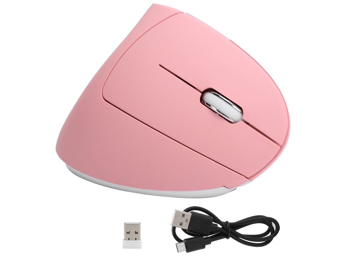 Mouse Gamer Vertical Sem Fio Para Escritório H1 Rosa