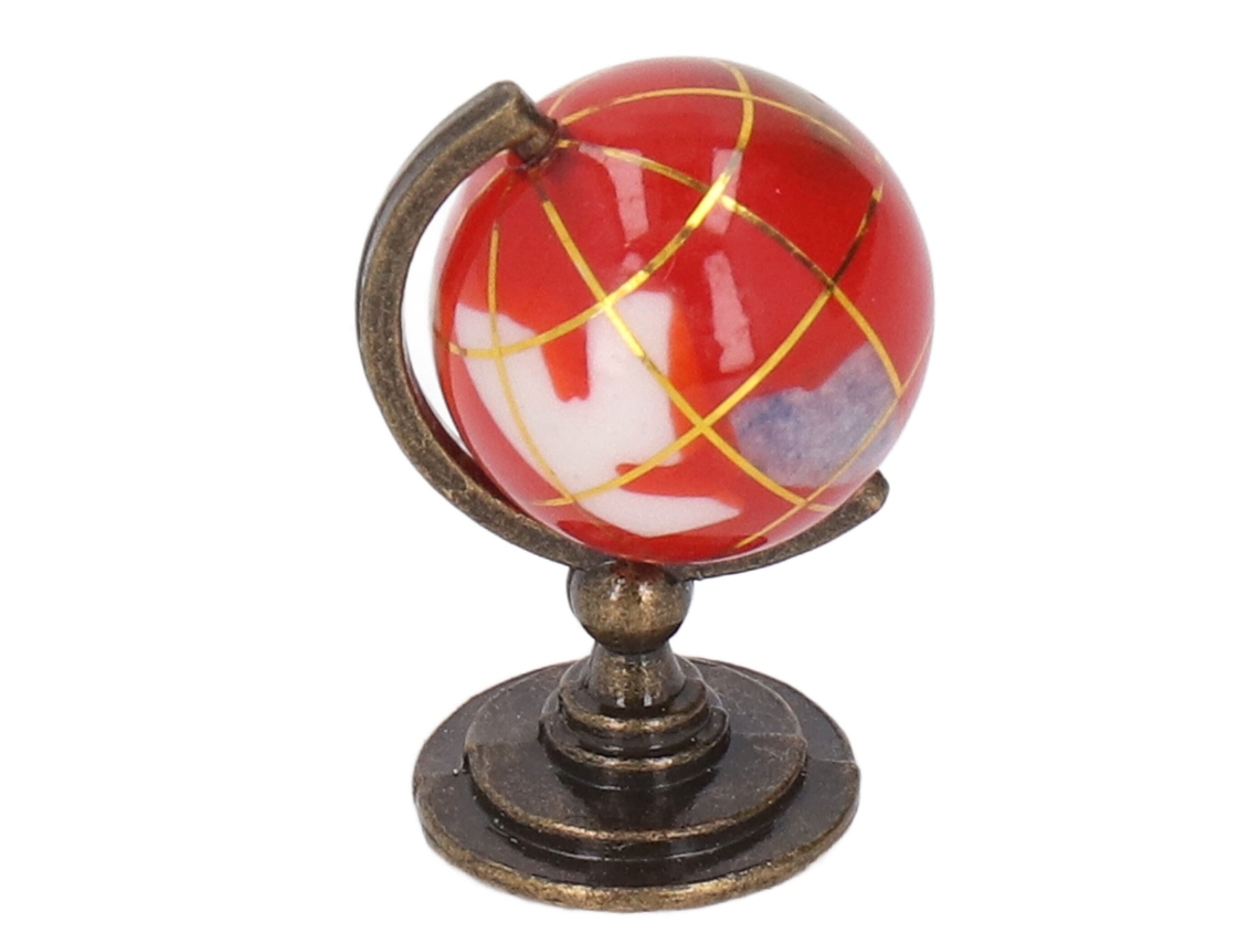 Modelo De Globo Terrestre Miniatura Simulação Para Casinha De Bonecas 1:12 Com Base De Cobre Vermelha
