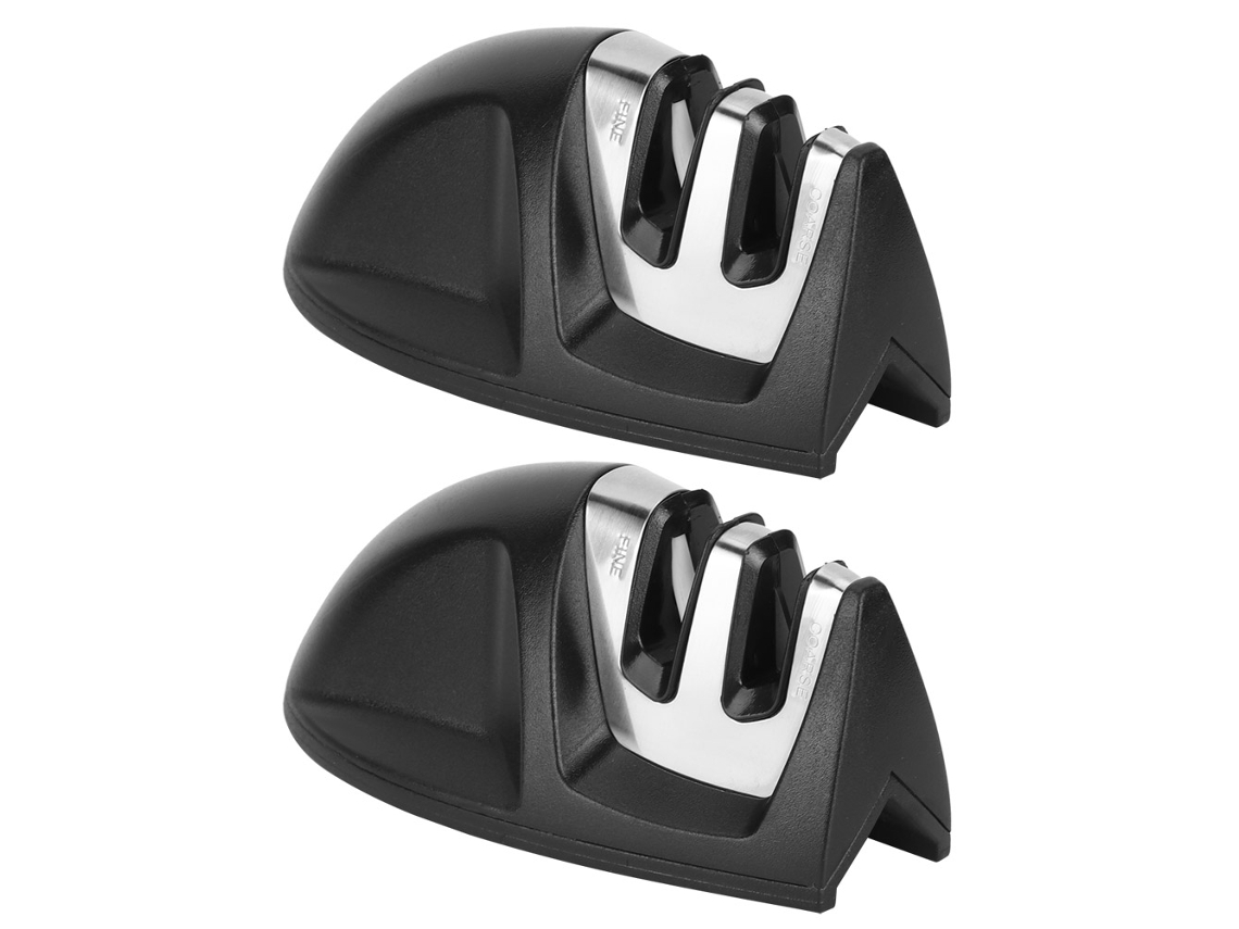 2pcs Afiador de Faca Multifuncional de Fundo em V com 2 Slots para Cozinha Ferramenta de Afiação
