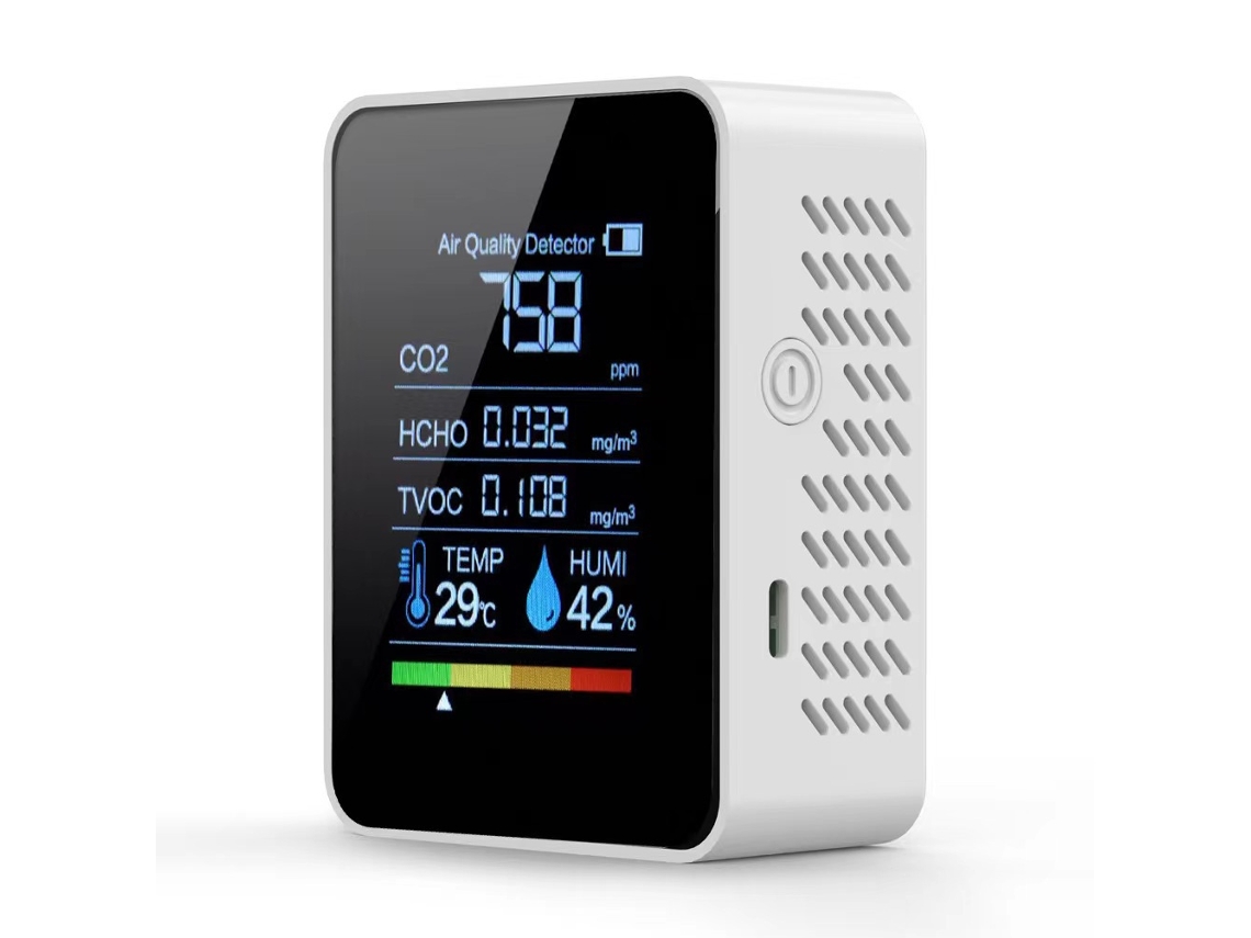 Detetor De Dióxido De Carbono / Monitor De Co2 5 Em 1 — Branco