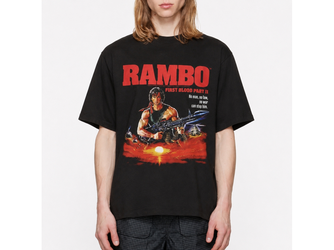 Rockinstone Rambo Movie No Man No Law Black Adult T-shirt Size:s
