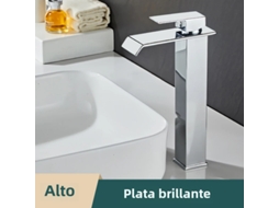 Torneira Moderna de Aço Inoxidável para Água Quente e Fria com Alavanca Única MDUG (estilo B Prateado Longa)