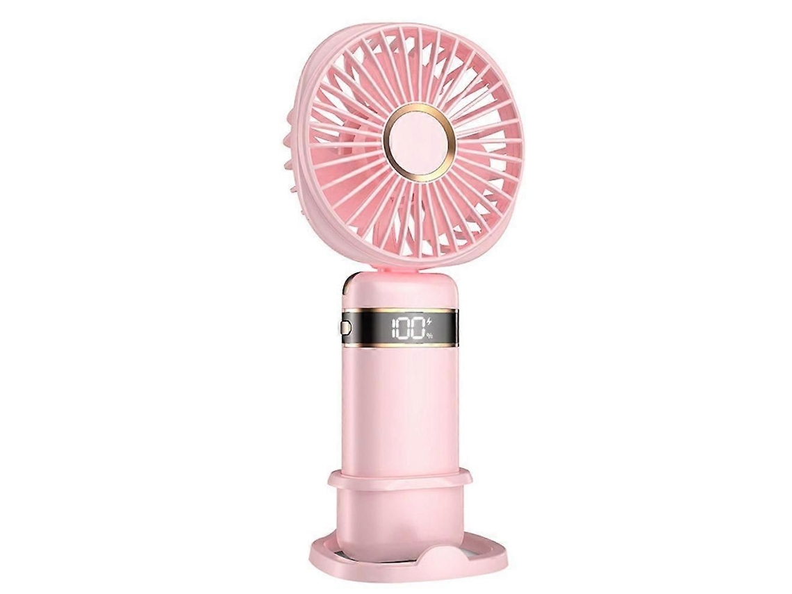 Ventilador portátil doméstico com visor em suporte de mesa, portátil de mão, mini ventilador de mão, ventilador recarregável