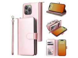 Capa Para Iphone 15 Pro Pele Sintética Com Porta-cartões Rosa