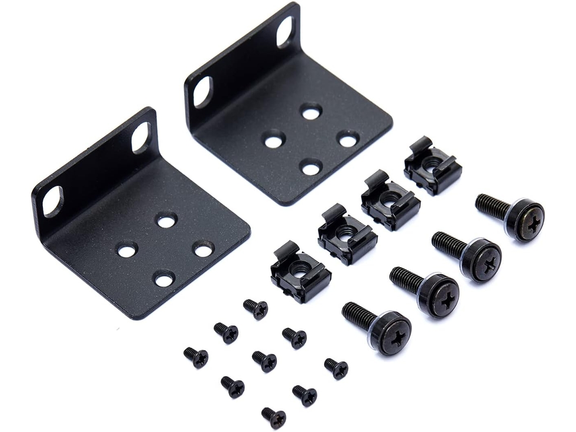 Kit de montagem em rack de 19" para switches de 17,3 polegadas de largura, compatível com switches de 17,3 polegadas de largura.