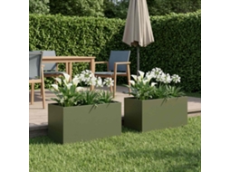 Vidaxl Vaso De Jardim 2 Unid. Verde-azeitona 80 X 50 X 50 Cm