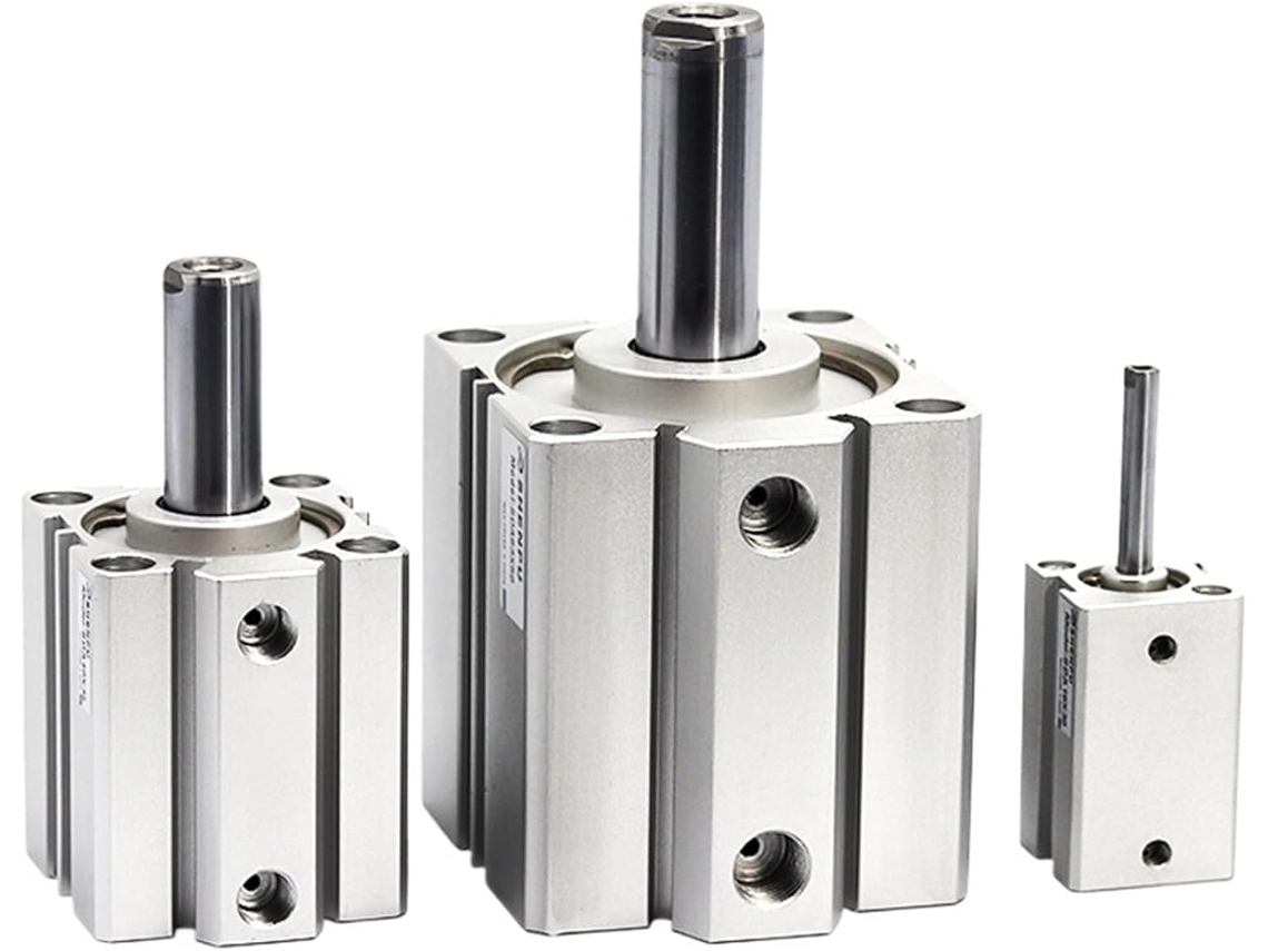 Cilindro Pneumático De Mola Compacto Sda Com Diâmetro De 16, 20, 25, 32, 40, 50 E 63 Mm E Cursos De 5, 10, 15, 30, 35 E