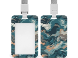 Porta Crachá Com Cordão, Estampa Camuflada Azul, Porta Crachá, Porta Crachá, Capa Protetora de Cartão Vertical