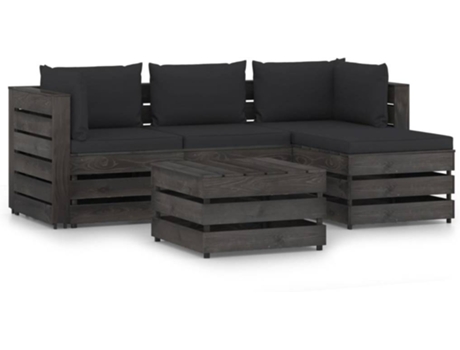 Conjunto Lounge  Com Almofadão 3068247 (Castanho - Madeira - 69 x 70 x 66 cm)