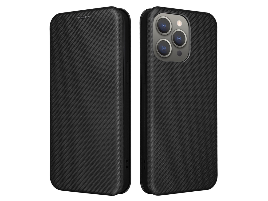 Suporte Casa Textura Fibra Para Iphone 15 Pro Max Com Porta-cartões Preto