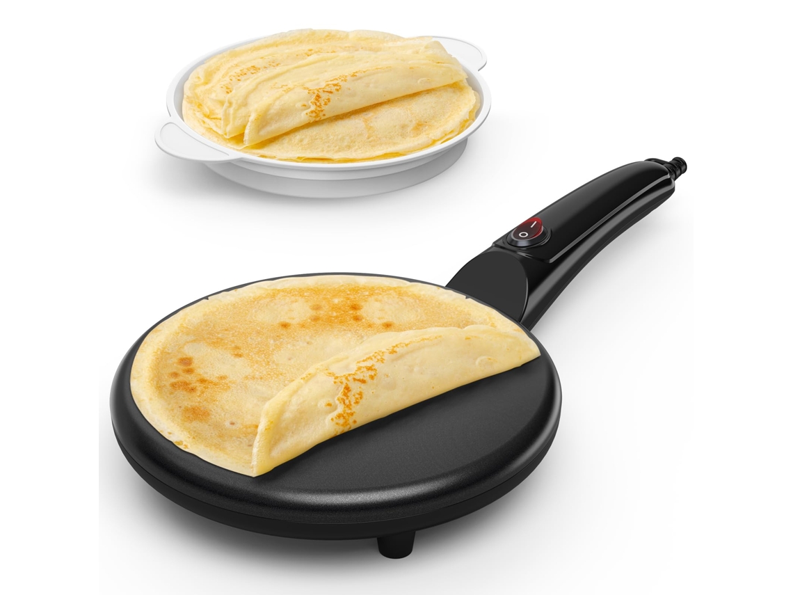 Crepeira Elétrica Antiaderente, Máquina De Roti Portátil De 700w Para Uso Doméstico, Cabo Frio Com Tigela Para Alimentos, Fácil De Limpar