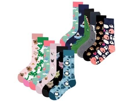 12 pares de meias unissex com estampa animal até o joelho II, tamanho único 37-44 Mac Been