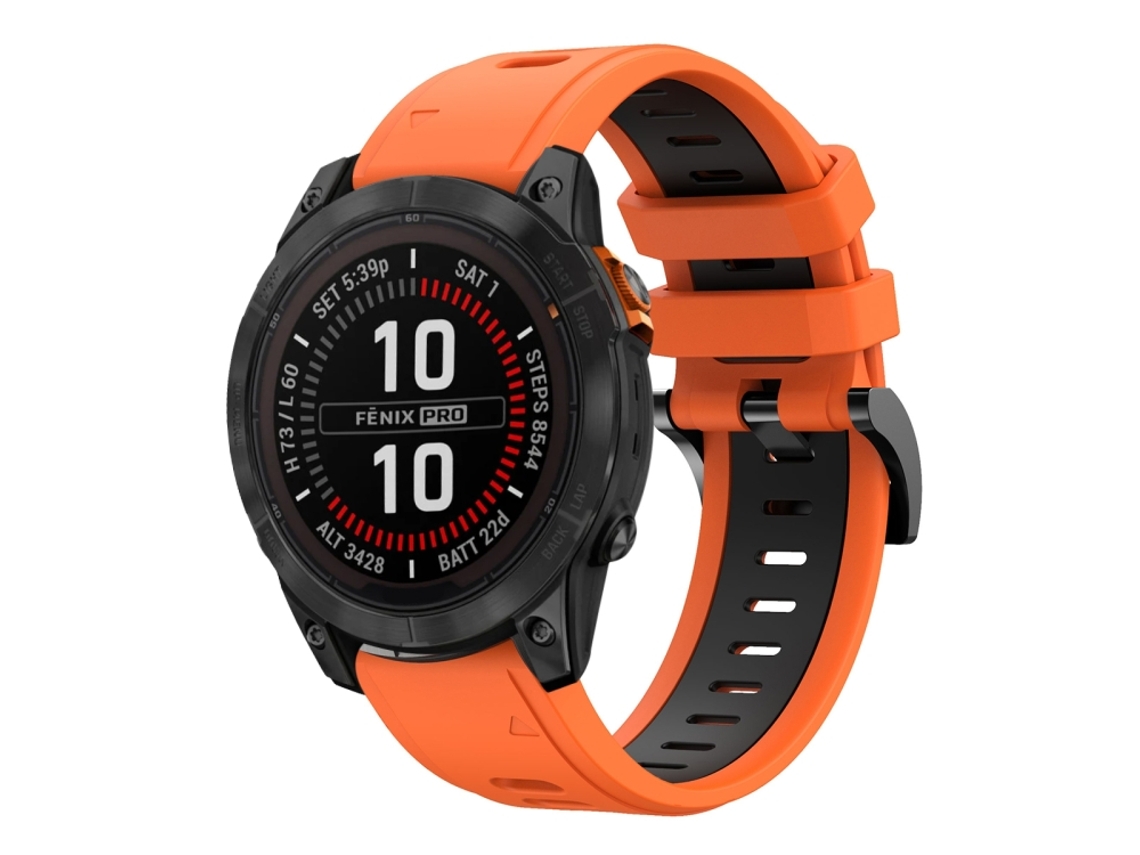 Bracelete Esportivo Silicone para Garmin Fenix 7 Pro com duas cores Laranja e Preto XIAOMOYU