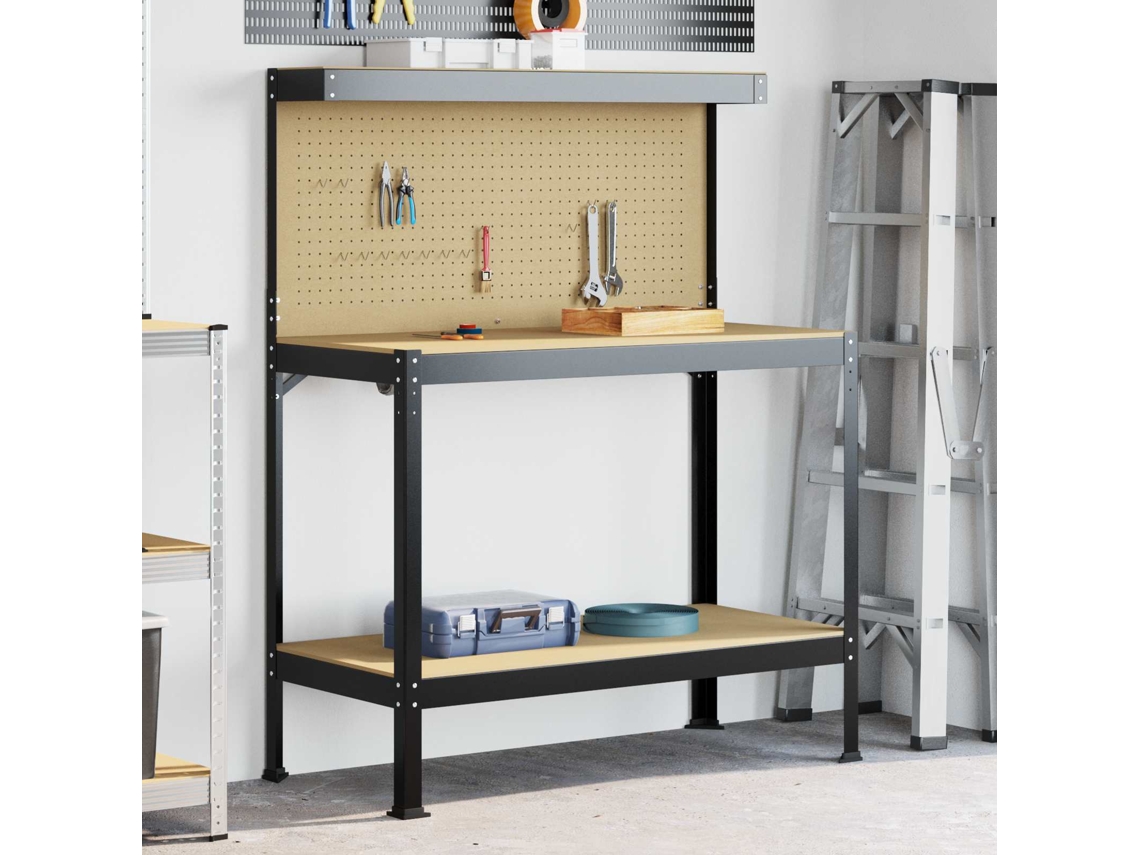 Vidaxl Bancada Preto 114 X 54 X 145 Cm Madeira Revestida E Metal