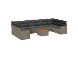 Conjunto 11 Sofá De Jardim Vidaxl Cinzento Vime Pe (344 X 177,5 X 69 Cm)
