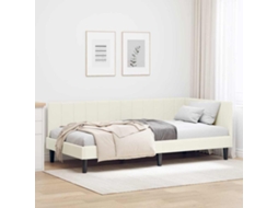 Vidaxl Estrutura De Cama De Canto Creme 90 Cm X 200 Cm Veludo