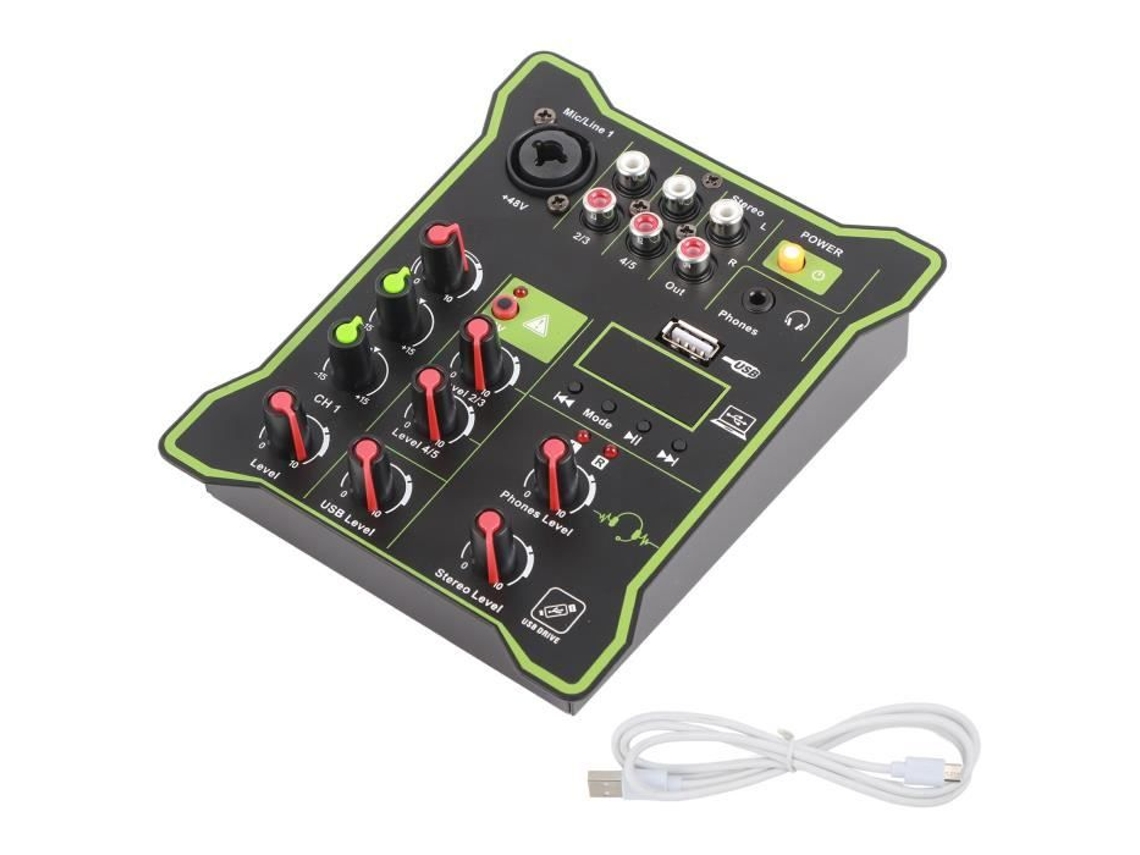 HURRISE Mini Mixer Console de Mixagem Portátil Resposta Rápida Bom Desempenho de Ajuste Afinador de Música de Cálculo
