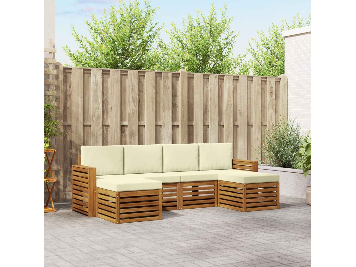 Vidaxl Conjunto De Sofás Para Exterior 6 Unid. Natural E Creme