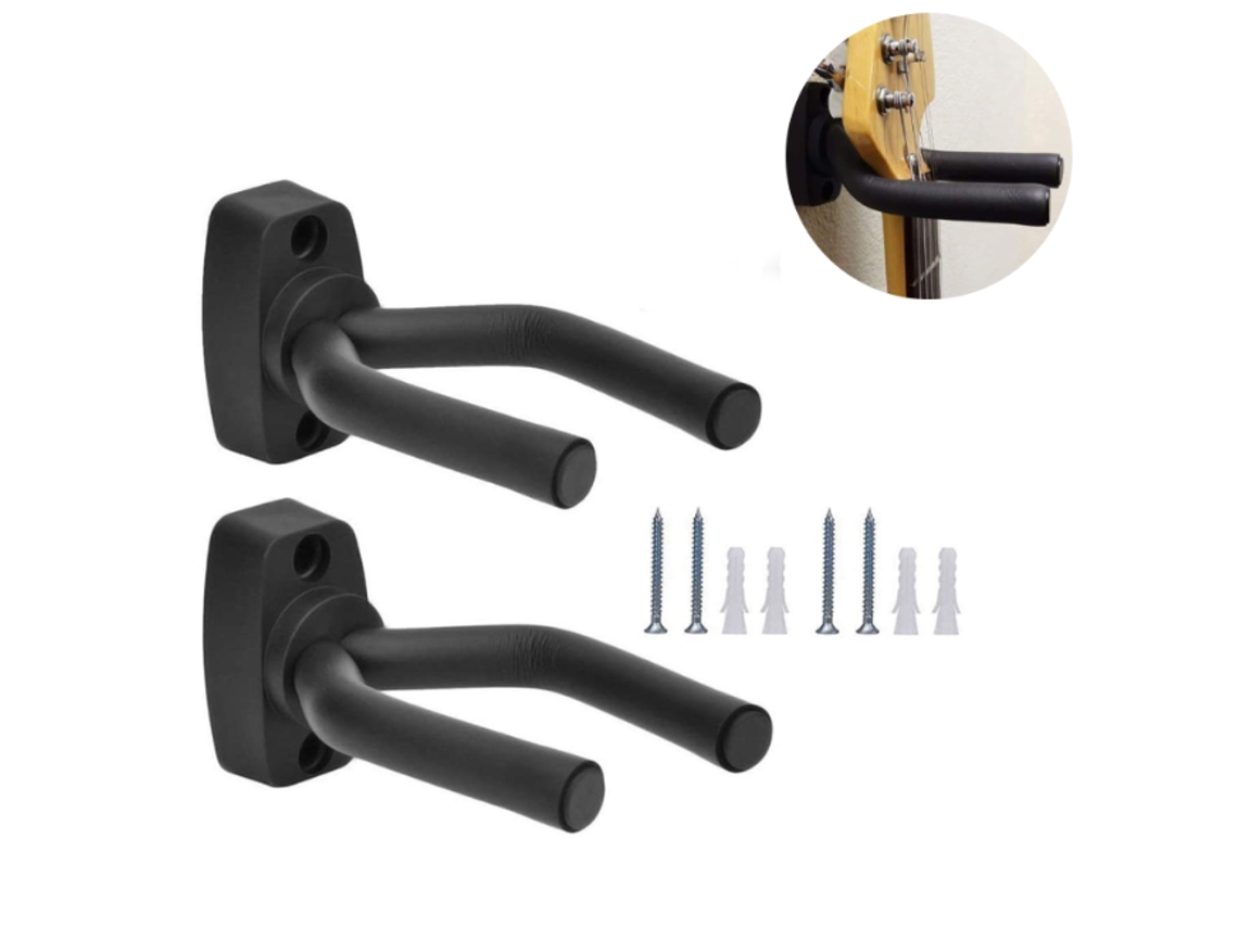 Suporte Guitarra 2 Peças - Base Guitarra - Acessórios Instrumentos - Para Ukulele, Violino E Baixo - Aço Inoxidável - Preto