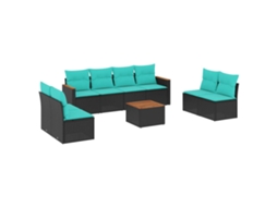 Conjunto de Sofá de Jardim, 5 Peças, Almofadas, Rattan Preto MAISON EXCLUSIVE