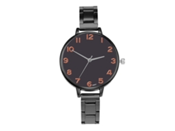 Relógio de Pulso Feminino de Moda com Pulseira de Aço e Movimento Quartzo Preto