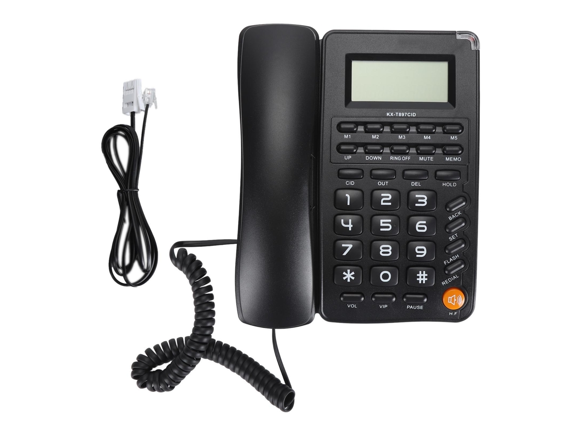 Telefone Fixo com Cabo, Botões Grandes, Tela HD de 16 Dígitos para Casa, Hotel, Escritório Preto S/MARCA