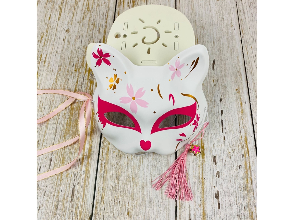 Máscara Japonesa Meio Rosto Pintada À Mão Gato Raposa Máscara Anime Demon Slayer Baile De Máscaras Festival De Halloween Cosplay Adereços