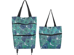 2 Em 1 Carrinho Home Tote Saco De Compras Impermeável Capacidade Dobrável 15kg (verde)