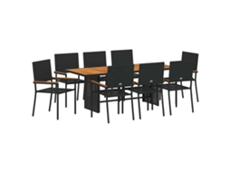 Maison Exclusive - Conjunto De Jantar Para Jardim 9 Pcs Preto Vime Pe
