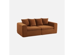 Sofá Modular Em Tecido Chenille Embalado A Vácuo, 2 Lugares, Terracota