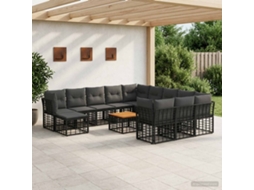 Vidaxl Conjunto De Sofás Para Exterior 13 Unid. Preto E Cinza Escuro