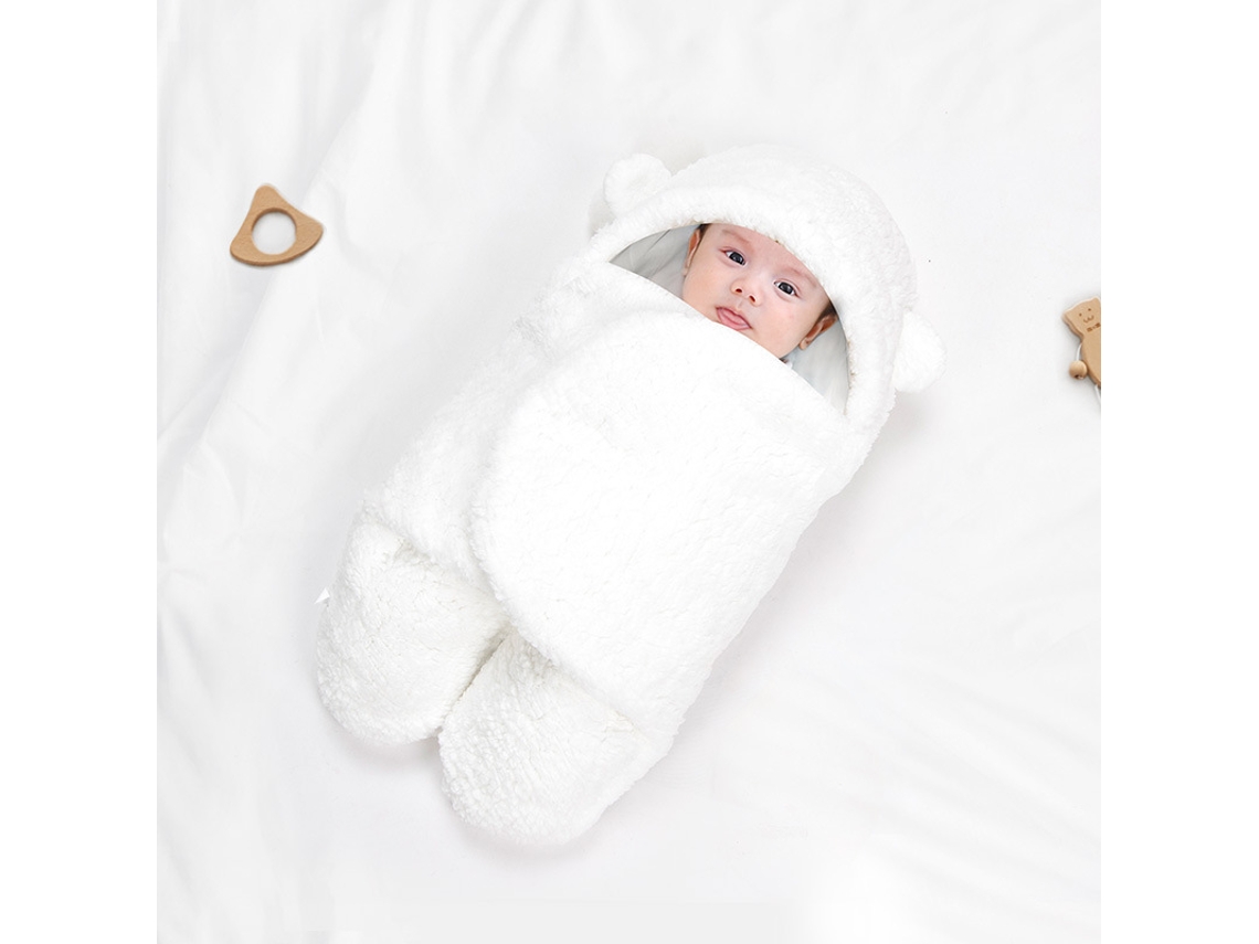 Manta Cueiro Lã Inverno Bebé 6-9 Months 90x78cm Branco Panoona