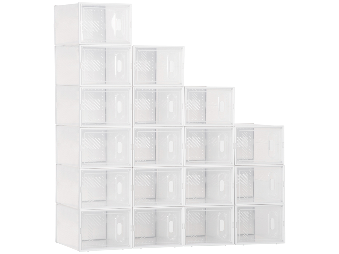 Sapateira PRIME KANG, retangular, plástico, 18 compartimentos, 25x35x19cm, para sapatos até 43, roupas, livros