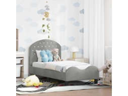 Vidaxl Estrutura De Cama Para Criança Com Cabeceira Cinzento-claro