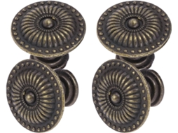 Conjunto De 4 Puxadores Redondos Clássicos Em Bronze Para Gavetas E Móveis Guarda Roupa