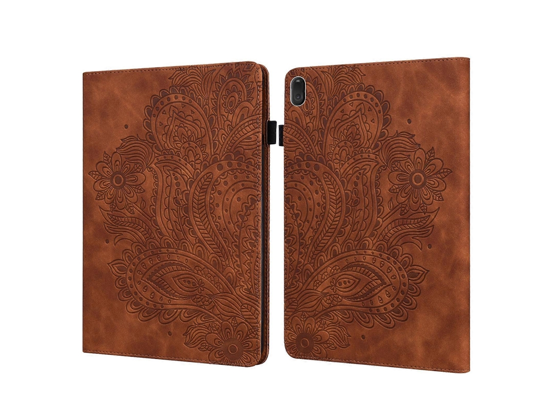 Capa De Couro Sintético Tpu + Pu Com Estampa De Pavão Em Relevo Para Lenovo E10, Com Suporte, Compartimentos Para Cartões, Função Carteira E Ativação/