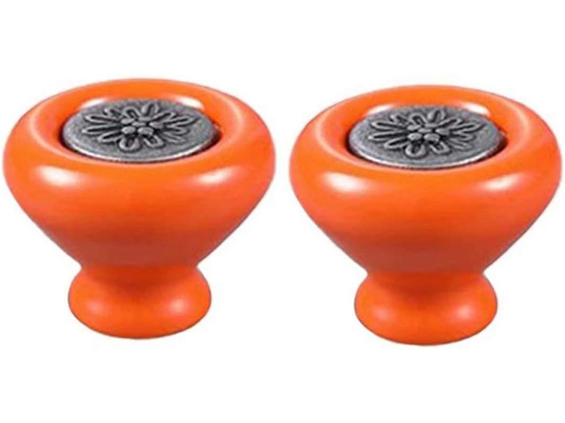 Puxadores De Porta, 2 Peças, 38mm, Cerâmica, Estilo Vintage Shabby Chic, Para Armários E Gavetas, Laranja