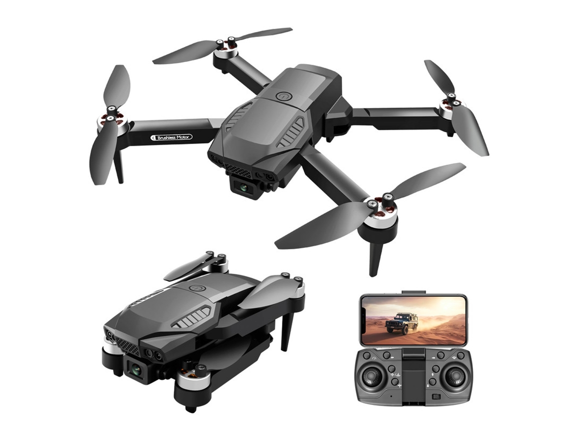 Drone Dobrável F198 Profissional Com Câmara Dupla, Câmara 4k, Wi Fi Fpv Hd, Grande Angular E Sistema Brushless 3 Baterías Preto Bestvite